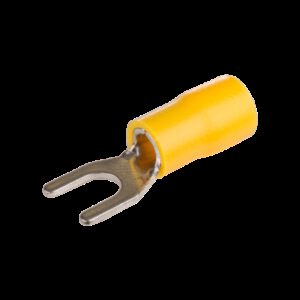 Lot 100x Cosse à fourche en cuivre étamé câble section 4 à 6mm² - Trou M5 Ø 5,3mm - Cosse isolée à sertir