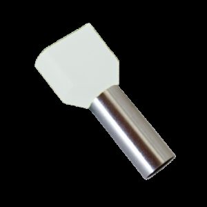 Embouts de câblage DOUBLE pour fil souple section 0,5mm² - Blanc - Collerette isolante - Sachet de 100 pièces