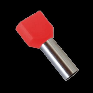 Embouts de câblage DOUBLE pour fil souple section 1mm² - Rouge - Collerette isolante - Sachet de 100 pièces