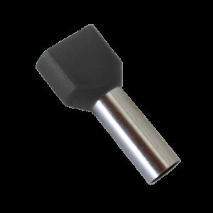 Embouts de câblage DOUBLE pour fil souple section 1,5mm² - Noir - Collerette isolante - Sachet de 100 pièces