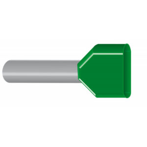 Embout de câblage DOUBLE pour fil souple section 6mm² - vert - collerette isolante - Sachet de 100 pièces