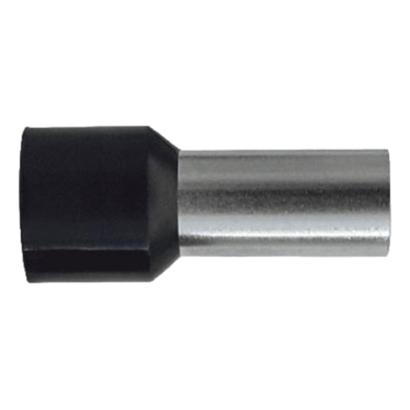 Sachet de 100 embouts de câblage pour fil souple section 25mm² - Noir - collerette isolante