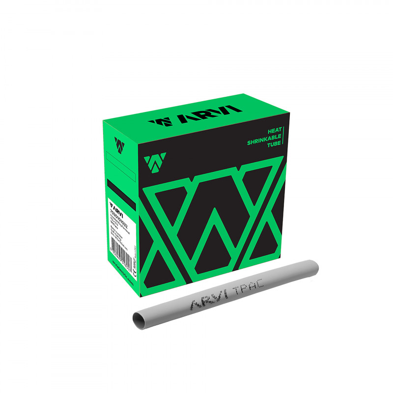Boite de 20m de gaine thermorétractable diamètre 1/0,65mm - Grise - Restreint 2:1 - Paroi fine - Arvi TPAC-1.0-CZ