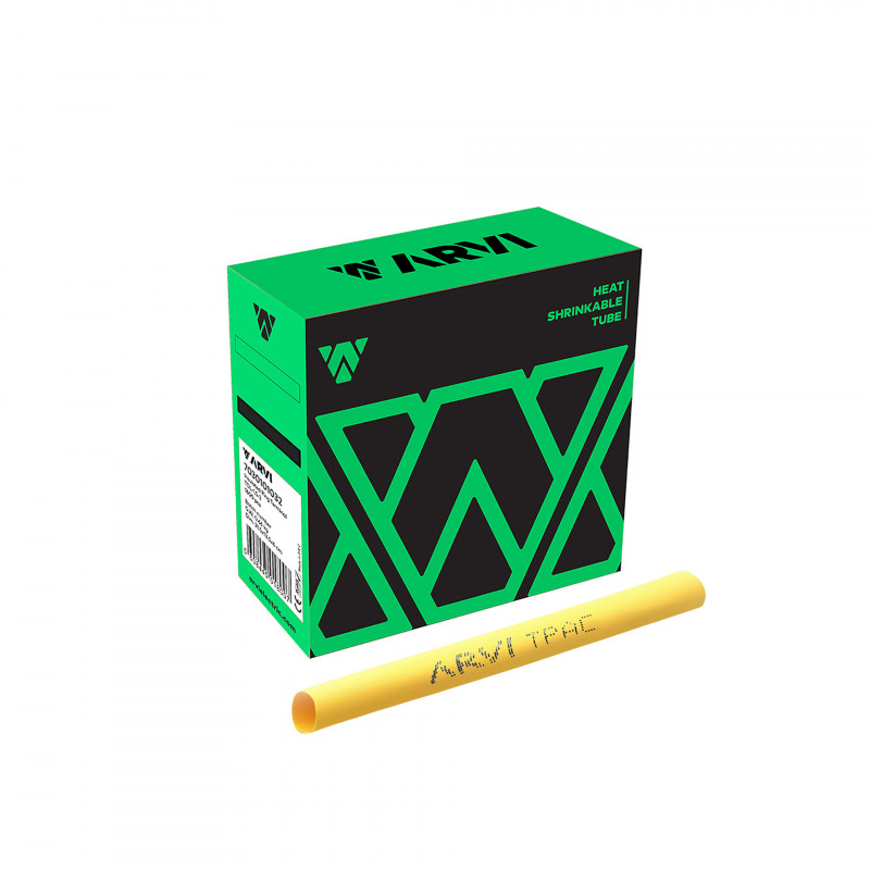Boite de 15m de gaine thermorétractable diamètre 2/1mm - Jaune - Restreint 2:1 - Paroi fine - Arvi TPAC-2.0-AM
