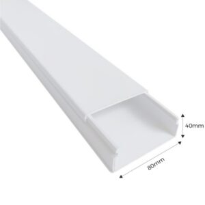 13050CBR Efapel - Goulotte électrique blanche (LxH) 80x40mm - Longueur 2 mètres - pour montage en saillie