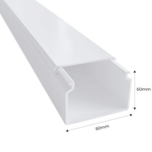 13060CBR Efapel - Goulotte électrique blanche (LxH) 80x60mm - Longueur 2 mètres - pour montage en saillie