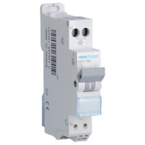 MFS702 Disjoncteur Hager 2A - 1P+N - 3kA - Courbe C - Bornes auto/auto - SansVis - 1 module - MFS
