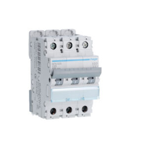 NFN325 Disjoncteur Hager triphasé 25A - 3P - 6-10kA - courbe C - NFN - Bornes alignées à vis - 3 modules