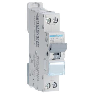 NFT710 Disjoncteur Hager 10A - 1P+N - 6-10kA - courbe C - Bornes décalées à vis - NFT - 1 module