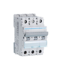 NGN302 Disjoncteur tripolaire Hager 2A - 6-10kA - courbe D - 3 modules - NGN - Bornes alignées à vis