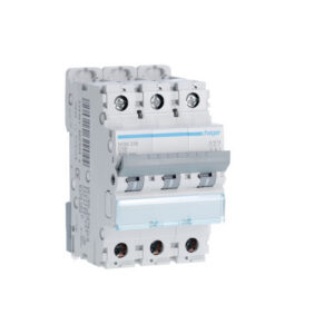 NGN316 Disjoncteur tripolaire Hager 16A - 6-10kA - courbe D - 3 modules - NGN - Bornes alignées à vis