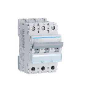 NGN363 Disjoncteur tripolaire Hager 63A - 6-10kA - courbe D - 3 modules - NGN - Bornes alignées à vis
