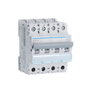 NGN425 Disjoncteur Hager 25A - 4P - 6-10kA - courbe D - NGN - Bornes alignées à vis - 4 modules