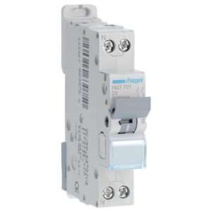 NGT701 Disjoncteur Hager 1A - 1P+N - 6-10kA - courbe D - Bornes décalées à vis - NGT - 1 module