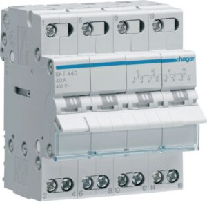 SFT440 Hager Inverseur de source triphasé 4 pôles 40A - Manuel - avec position zéro