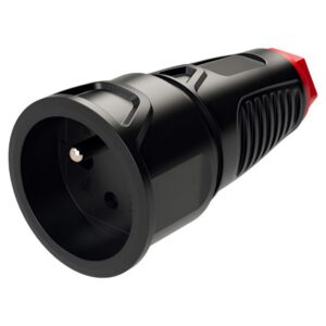 Fiche femelle caoutchouc broche française 220V 16A 2P+T pour rallonge - Étanche IP20