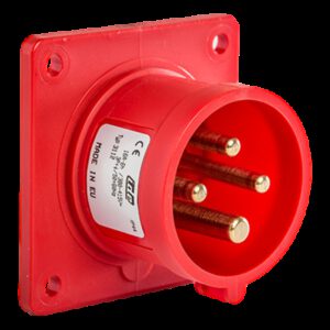 Prise male encastrable triphasé 16A 3P+T 380V - 4 broches - Étanche IP44 - IDE