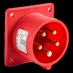 Prise male encastrable tétrapolaire 16A 3P+N+T 380V - 5 broches - Étanche IP44 - IDE