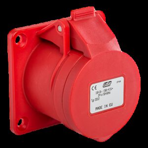 Prise femelle droite triphasé 16A 3P+T 380V - 4 broches - Étanche IP44 - IDE