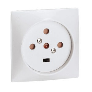 055427 - Socle de prise de courant murale Legrand à vis 3P+N+T 20A - Encastrable à terre plate - 80x80mm