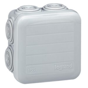 092005 Boîte de dérivation carrée Plexo dimensions 65x65x40mm - 7 entrées - gris RAL 7035 - Legrand