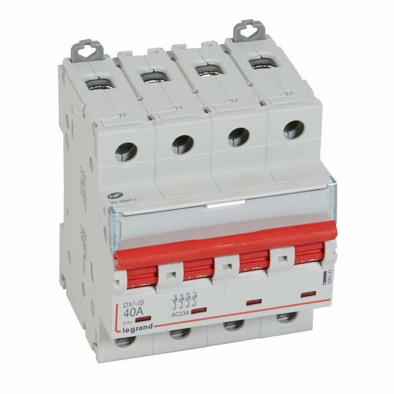 406543 Interrupteur sectionneur tétrapolaire 4P - 40A - 4 modules - Auxiliarisable - Legrand DX³-IS
