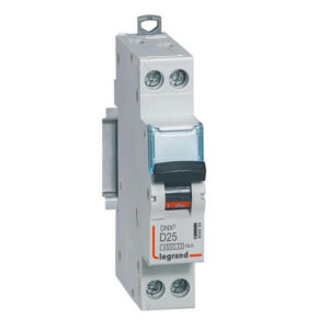 406804 Disjoncteur Legrand 25A unipolaire + neutre DX3 - courbe D - 4,5/6kA - À vis - 1 module