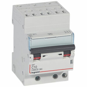 406899 Disjoncteur triphasé 10A - 3P Courbe C - 4,5/6kA - Automatique et vis - Legrand DX3