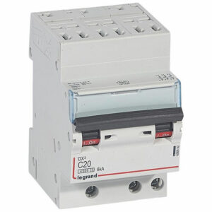 406902 Disjoncteur triphasé 20A - 3P Courbe C - 4,5/6kA - Automatique et vis - Legrand DX3