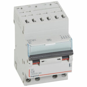 406915 Disjoncteur tétrapolaire 6A - 4P Courbe C - 4,5/6kA - Automatique et vis - Legrand DX3
