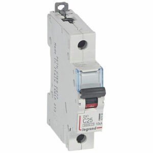 407656 Disjoncteur unipolaire 25A - 1P Courbe C - 6/10kA - À vis - Legrand DX3