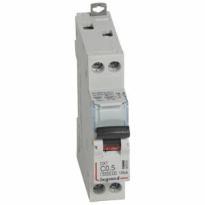 407691 Disjoncteur unipolaire + neutre 0,5A - 1P+N Courbe C - 6/10kA - À vis - Legrand DX3