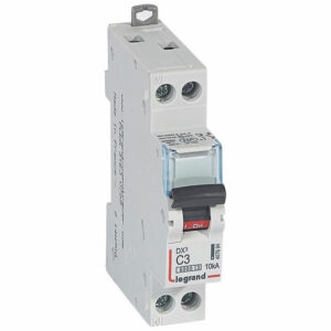 407694 Disjoncteur unipolaire + neutre 3A - 1P+N Courbe C - 6/10kA - À vis - Legrand DX3