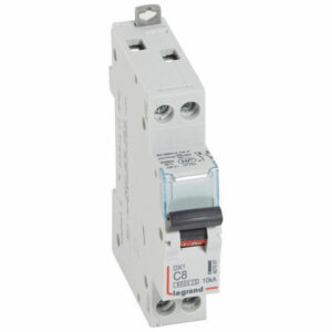 407697 Disjoncteur unipolaire + neutre 8A - 1P+N Courbe C - 6/10kA - À vis - Legrand DX3