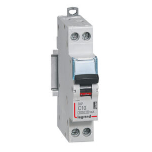 407698 Disjoncteur unipolaire + neutre 10A - 1P+N Courbe C - 6/10kA - À vis - Legrand DX3