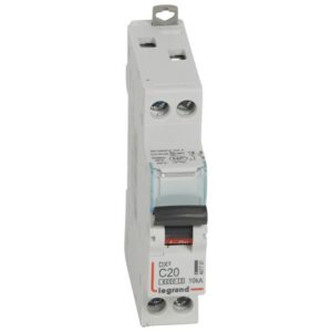 407701 Disjoncteur unipolaire + neutre 20A - 1P+N Courbe C - 6/10kA - À vis - Legrand DX3