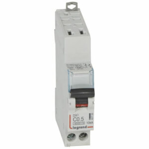 407705 Disjoncteur unipolaire + neutre 0,5A - 1P+N Courbe C - 6/10kA - Automatique et vis - Legrand DX3