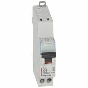 407709 Disjoncteur unipolaire + neutre 4A - 1P+N Courbe C - 6/10kA - Automatique et vis - Legrand DX3