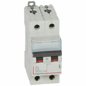 407777 Disjoncteur bipolaire 2A - 2P Courbe C - 6/10kA - À vis - Legrand DX3