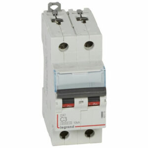 407778 Disjoncteur bipolaire 3A - 2P Courbe C - 6/10kA - À vis - Legrand DX3