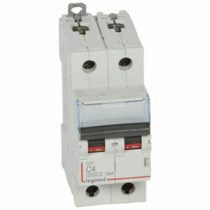 407779 Disjoncteur bipolaire 4A - 2P Courbe C - 6/10kA - À vis - Legrand DX3