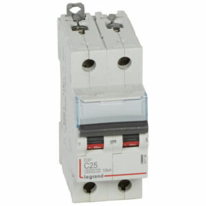 407786 Disjoncteur bipolaire 25A - 2P Courbe C - 6/10kA - À vis - Legrand DX3