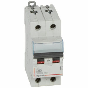 407789 Disjoncteur bipolaire 50A - 2P Courbe C - 6/10kA - À vis - Legrand DX3