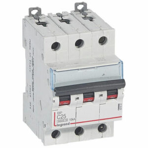407831 Disjoncteur triphasé 25A - 3P Courbe C - 6/10kA - À vis - Legrand DX3