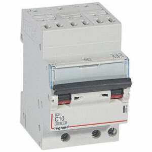 407844 Disjoncteur tripolaire 10A - 3P Courbe C - 6/10kA - Automatique et vis - Legrand DX3