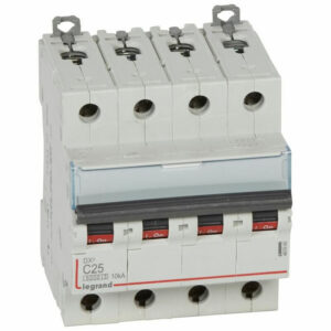 407900 Disjoncteur tétrapolaire 25A - 4P Courbe C - 6/10kA - À vis - Legrand DX3