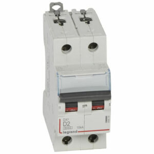 408009 Disjoncteur bipolaire 2A - 2P Courbe D - 6/10kA - À vis - Legrand DX3