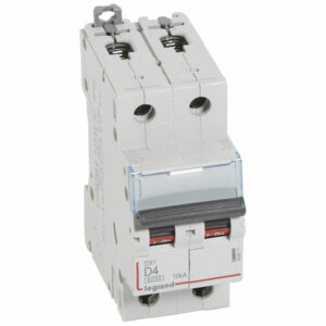 408011 Disjoncteur bipolaire 4A - 2P Courbe D - 6/10kA - À vis - Legrand DX3