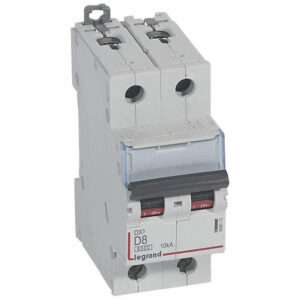 408013 Disjoncteur bipolaire 8A - 2P Courbe D - 6/10kA - À vis - Legrand DX3