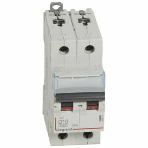 408014 Disjoncteur bipolaire 10A - 2P Courbe D - 6/10kA - À vis - Legrand DX3
